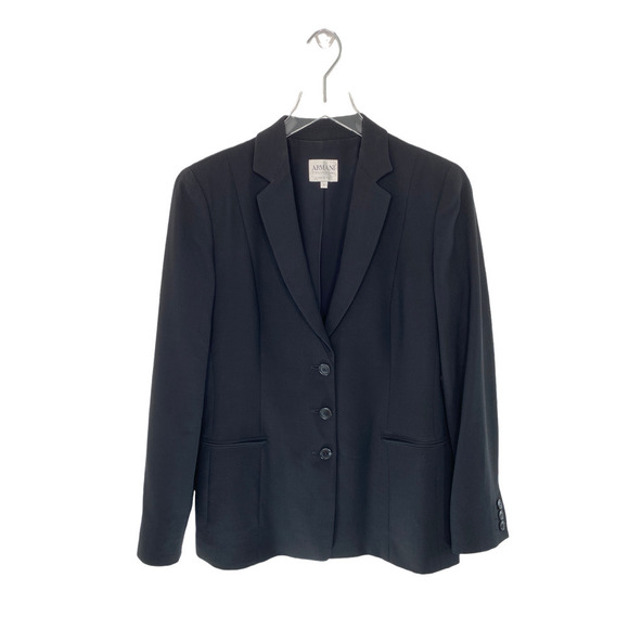 Armani Collezioni Double Button Black Preppy Academia Wool Blazer Size 4 - Picture 1 of 10